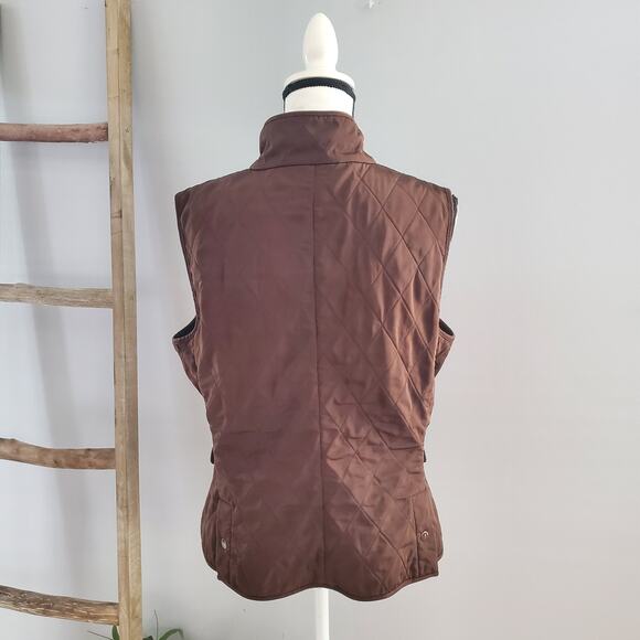 Talbots Women's Brown Diamond Quilted Button Up Vest Size M - Picture 2 of 7
